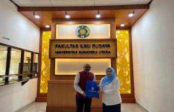 Consul General Mr. Ravi Shanker Goel met with Prof. Dr. Dra. T. Thyrhaya Zein, M.A., the Dean of the Faculty of Cultural Science at North Sumatra University (USU)